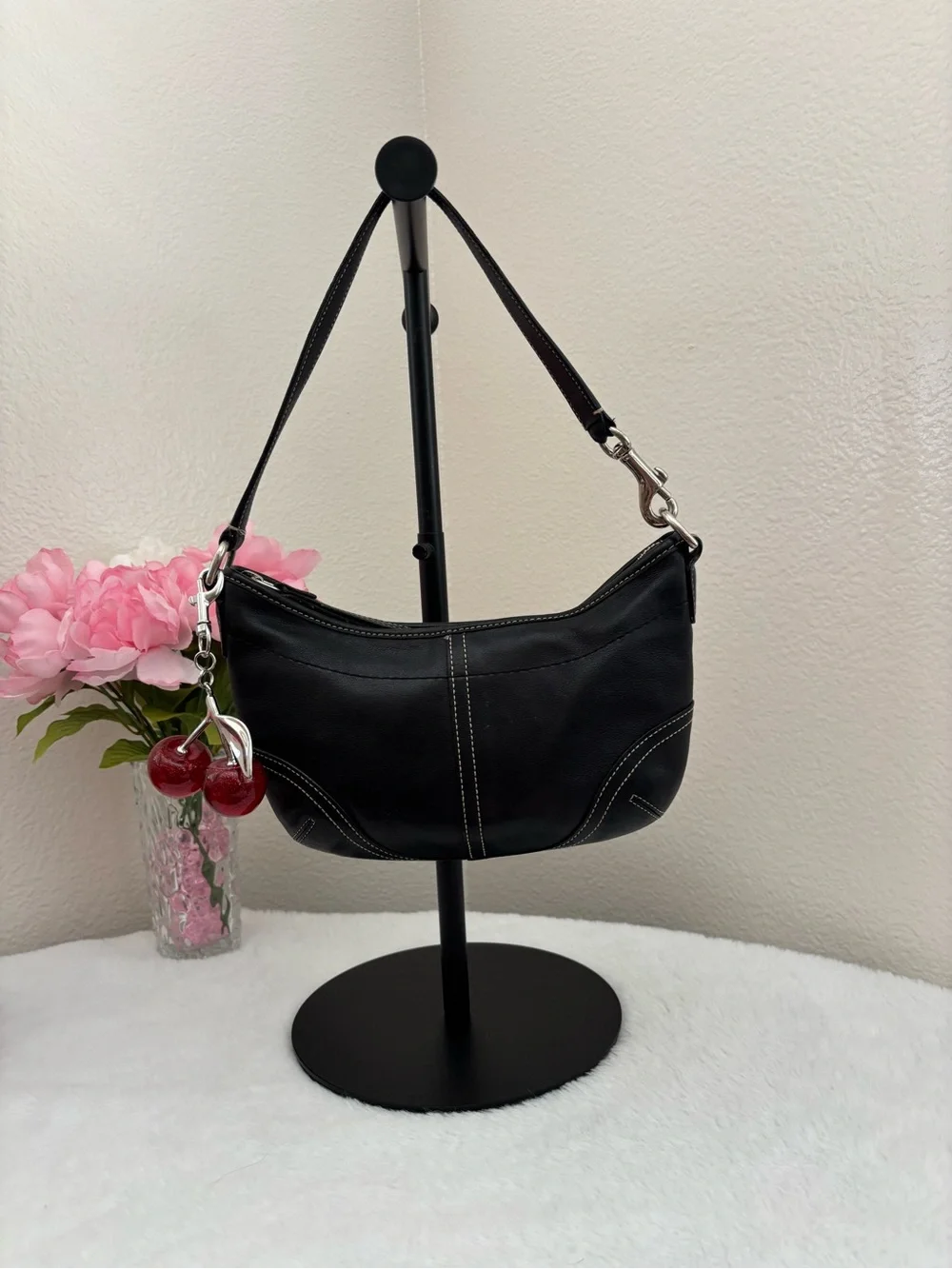 Y2k Coach Soho Mini Black Leather Hobo Bag